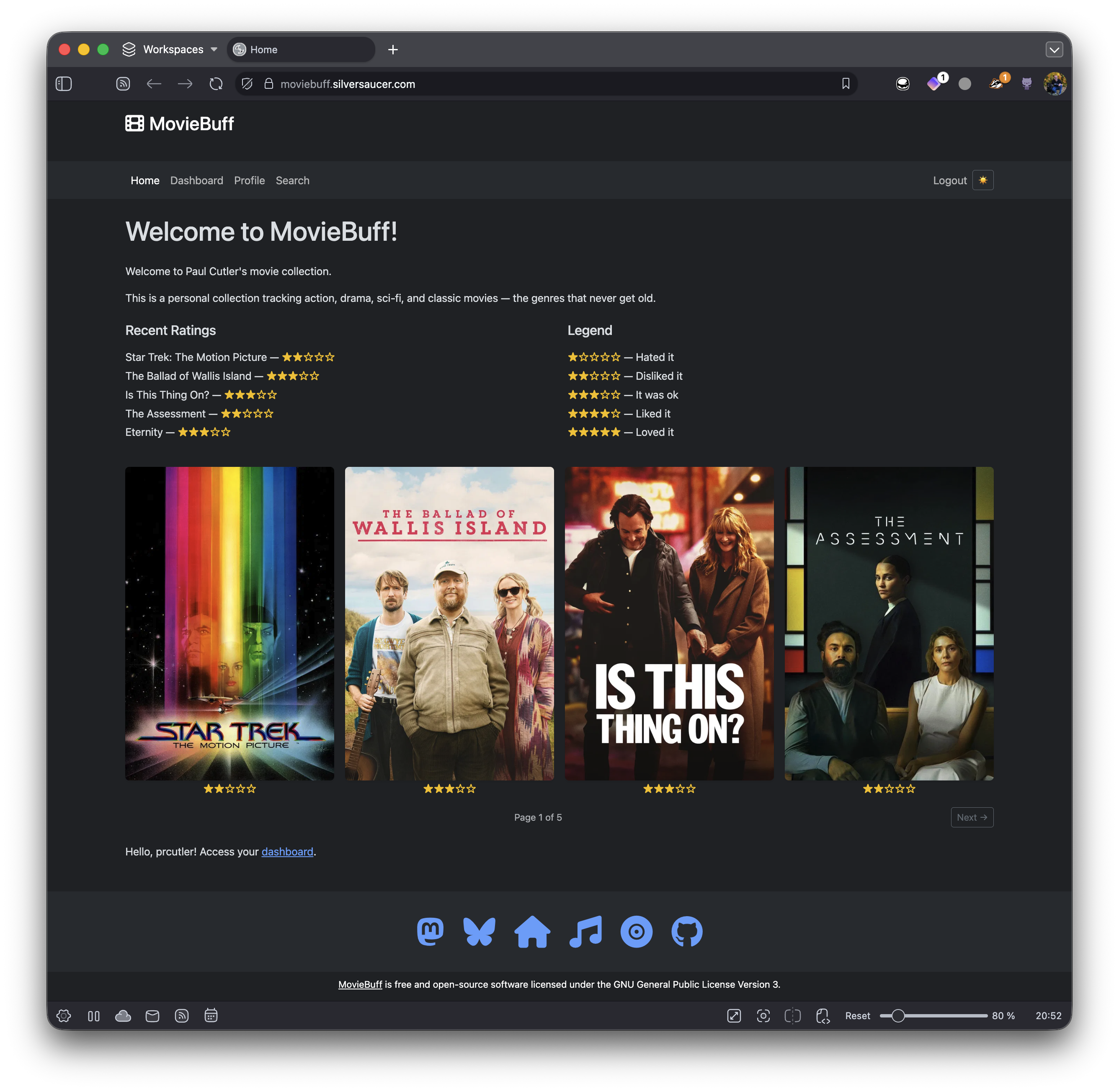 Moviebuff homepage screenshot