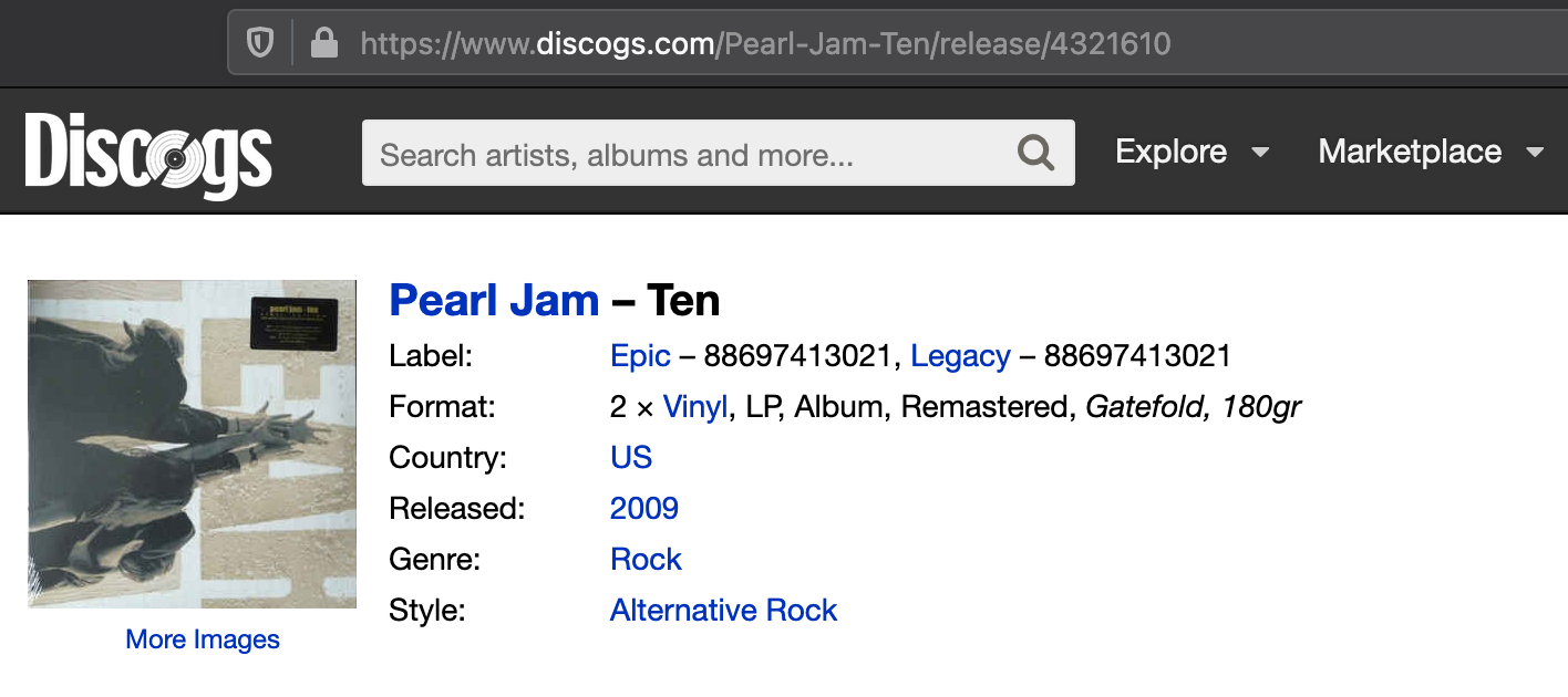 Pearl Jam Vinyl Repress Release