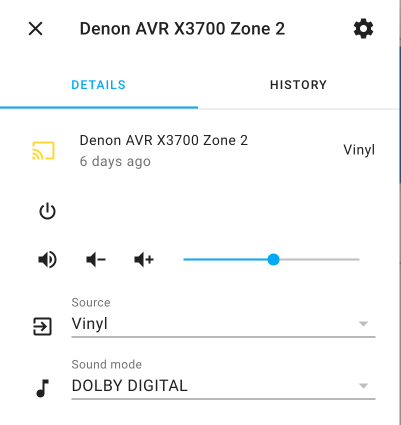 denonavr Python library configured in Home Assistant