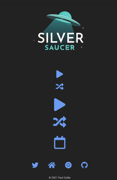 Silver Saucer homepage running on FastAPI